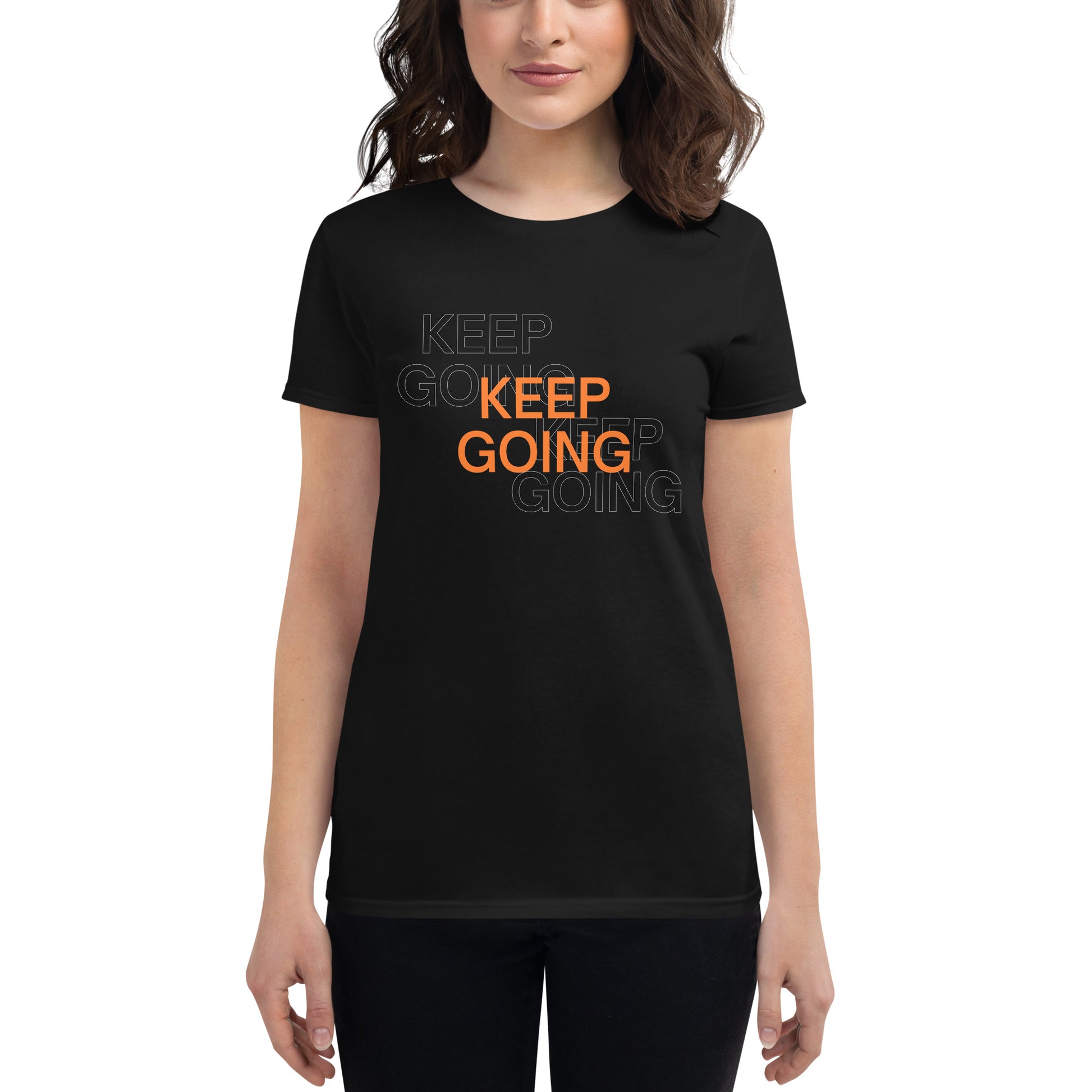 "Keep Going III" Women's Motivational Black T-Shirt