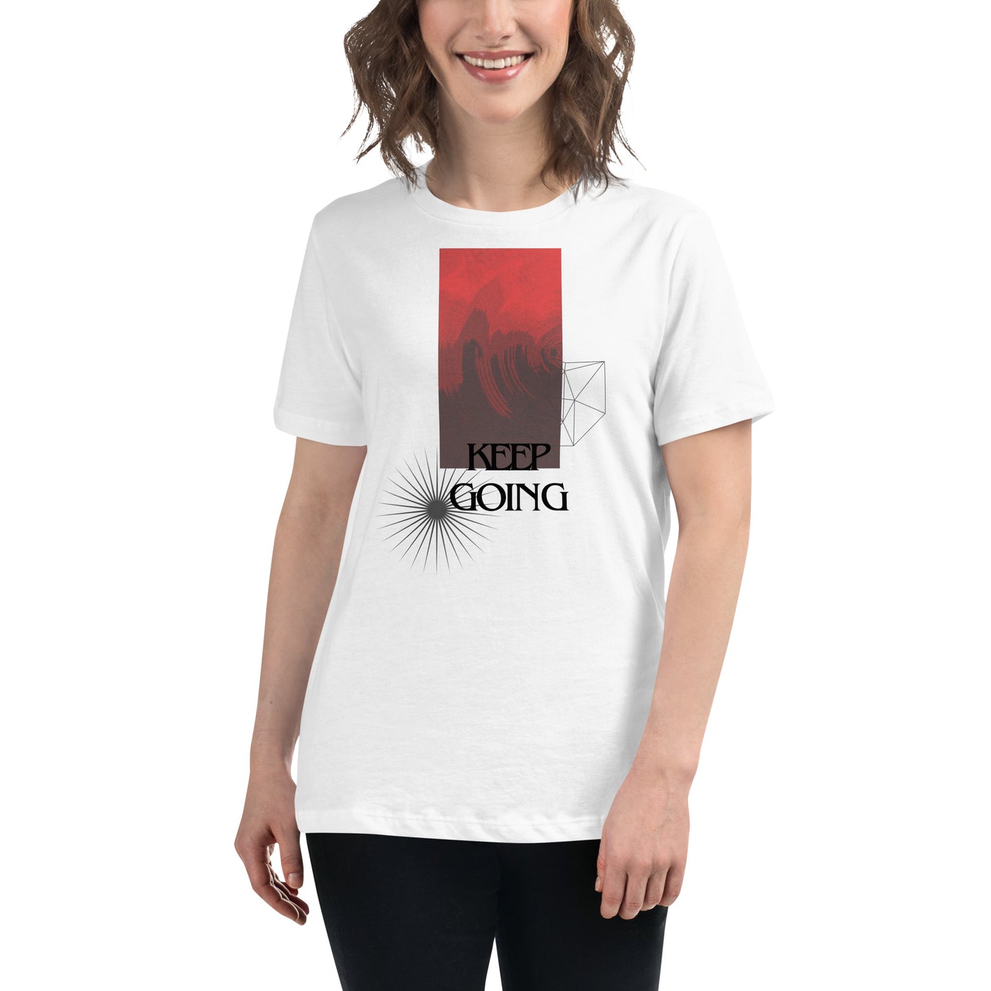 Keep Going IV White Motivational Women’s T-Shirt Lifestyle