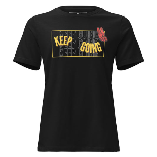 Keep Going V  Black Motivational Women’s T-Shirt