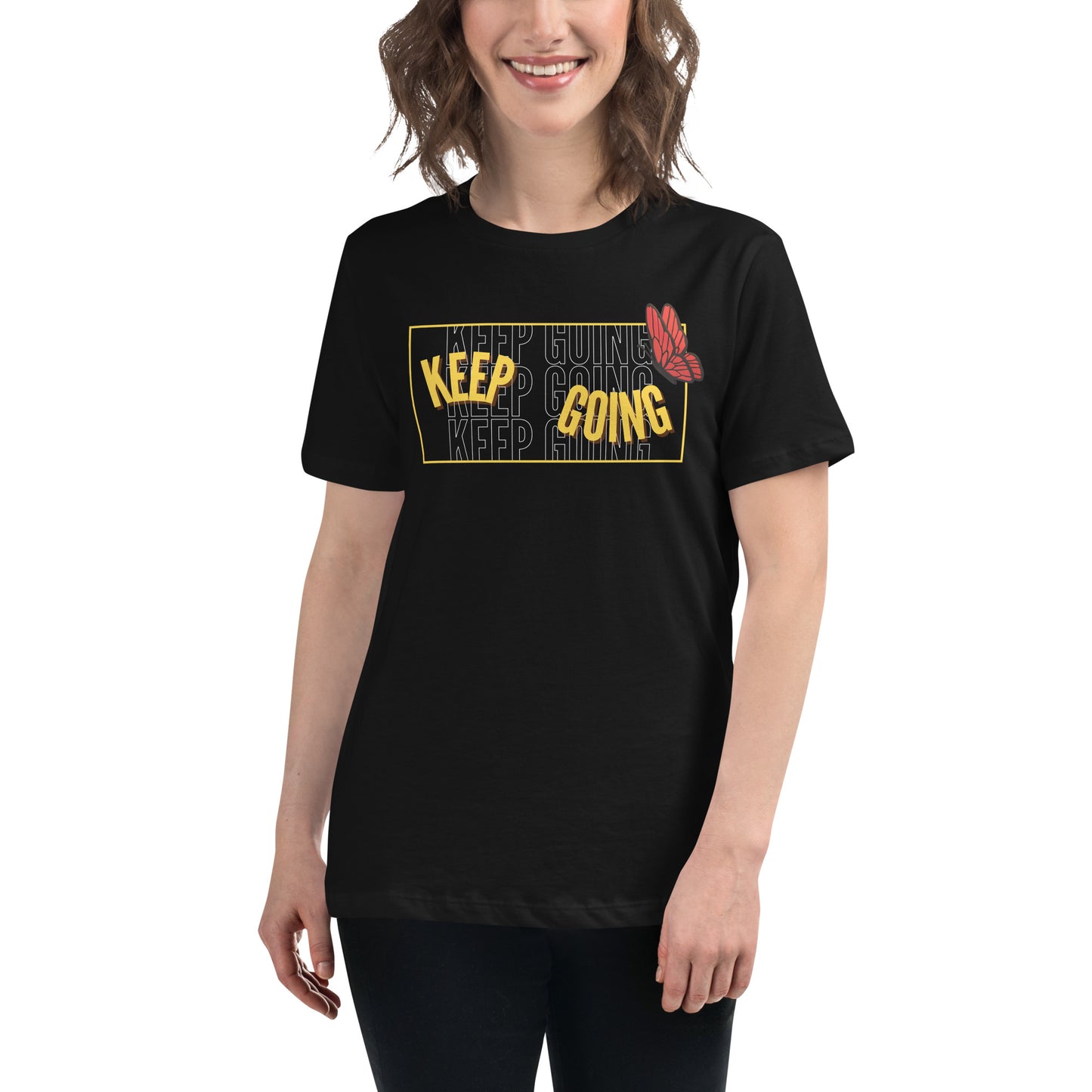 Keep Going V  Black Motivational Women’s T-Shirt Lifestyle