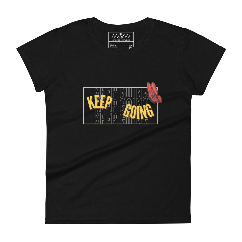 Keep Going V Women’s Motivational Black T-Shirt