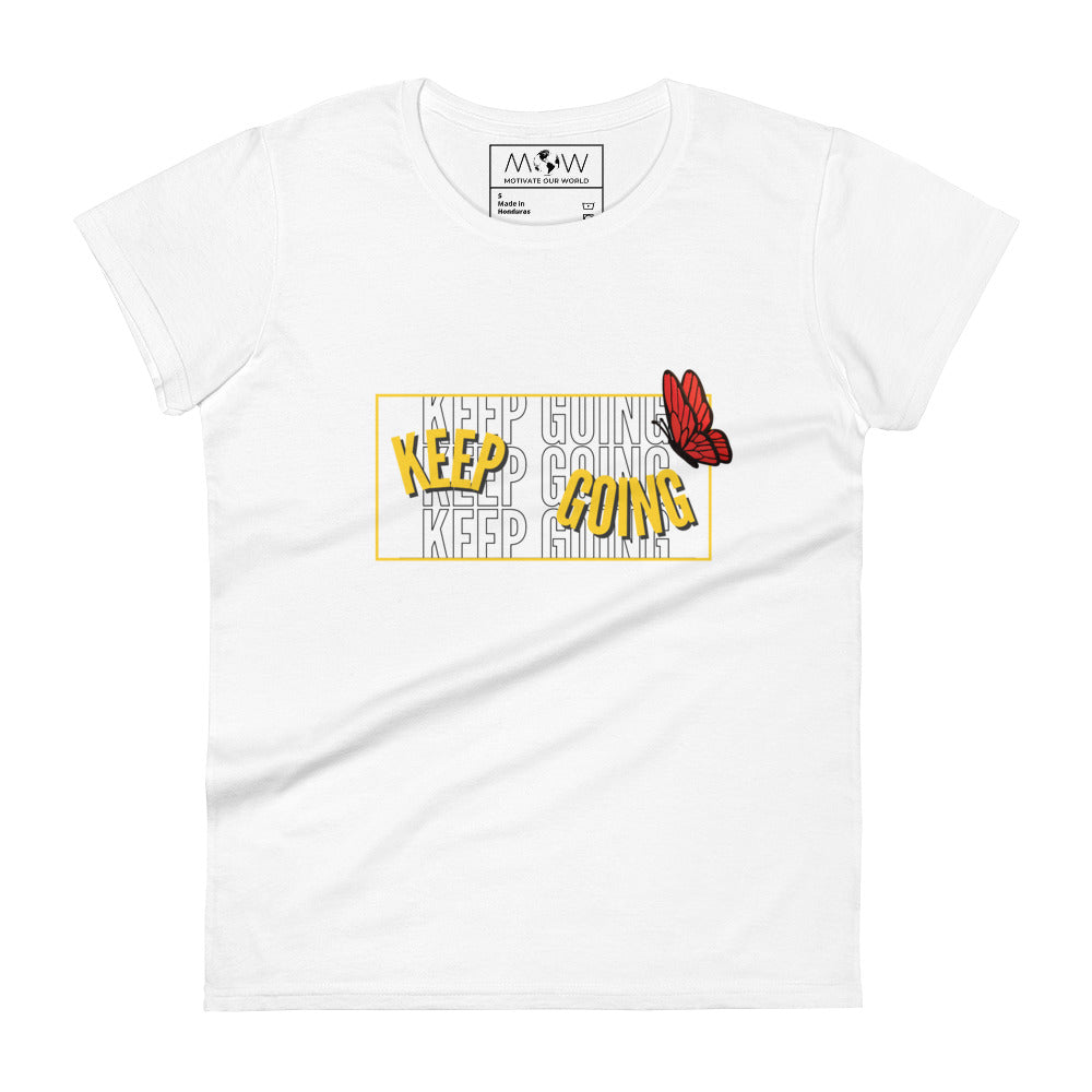 Keep Going V Women’s Motivational White T-Shirt