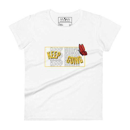 Keep Going V Women’s Motivational White T-Shirt