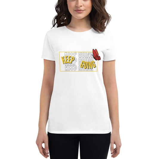 Keep Going V Women's Motivational White T-Shirt
