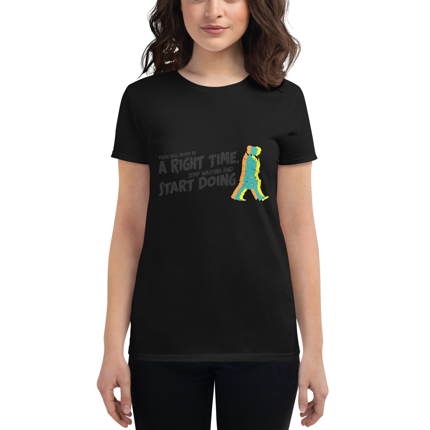 Keep Moving Forward Women’s Motivational Black T-Shirt