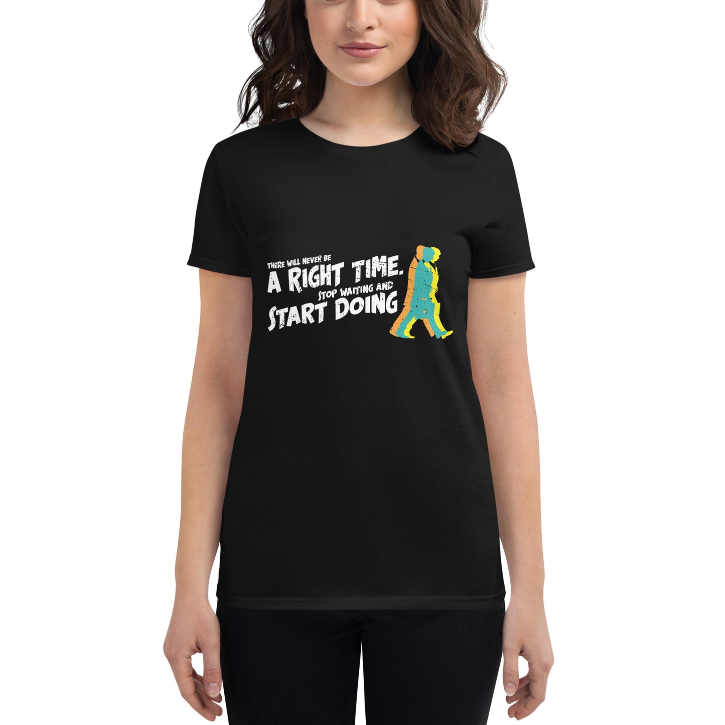 Keep Moving Forward Women’s Motivational Black T-Shirt