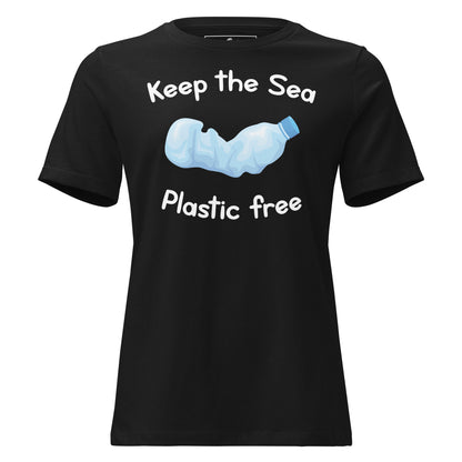 Keep The Sea Plastic Free Black Motivational Women’s T-Shirt