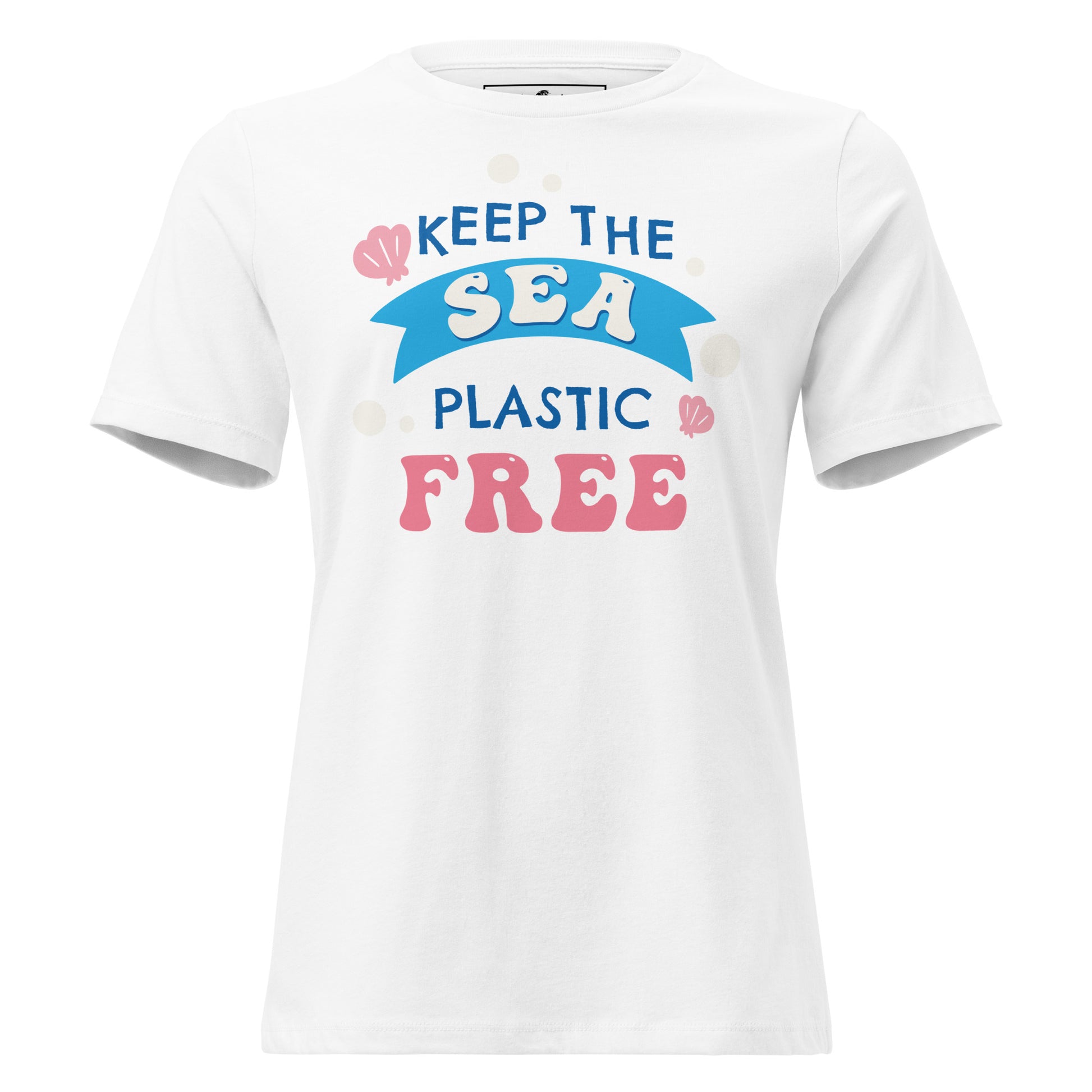 Keep The Sea Plastic Free Seashell White Motivational Women’s T-Shirt