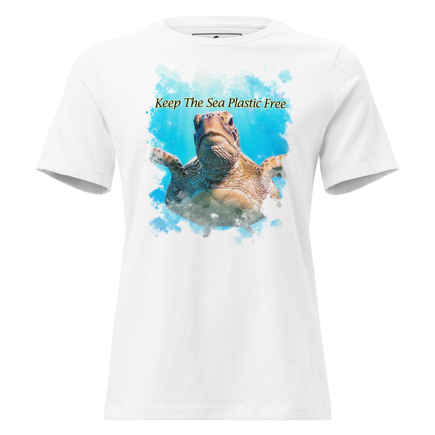 Keep The Sea Plastic Free Turtle Splash White Motivational Women’s T-Shirt
