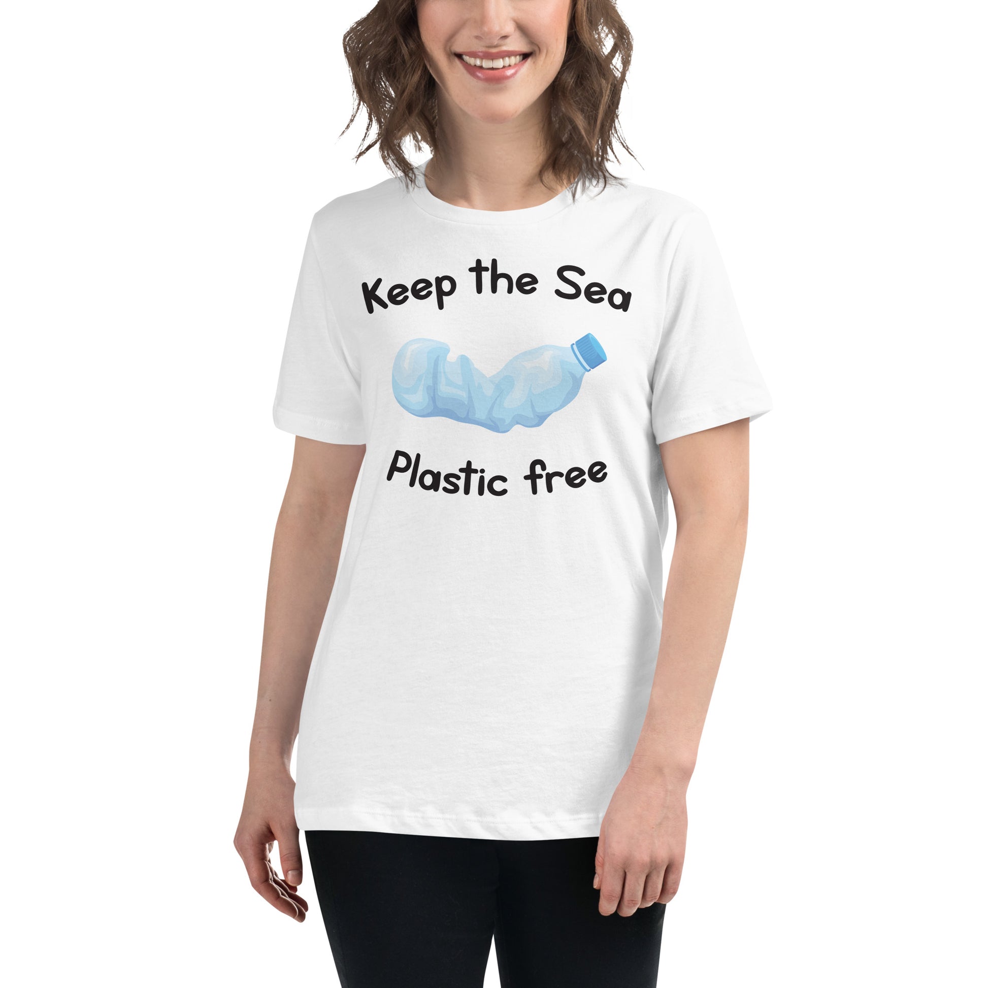 Keep The Sea Plastic Free White Motivational Women’s T-Shirt Lifestyle