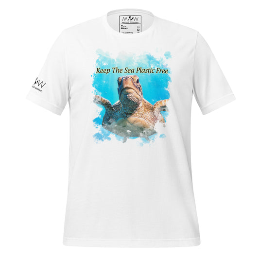 "Keep the Sea Plastic-Free" Men's Motivational White T-Shirt