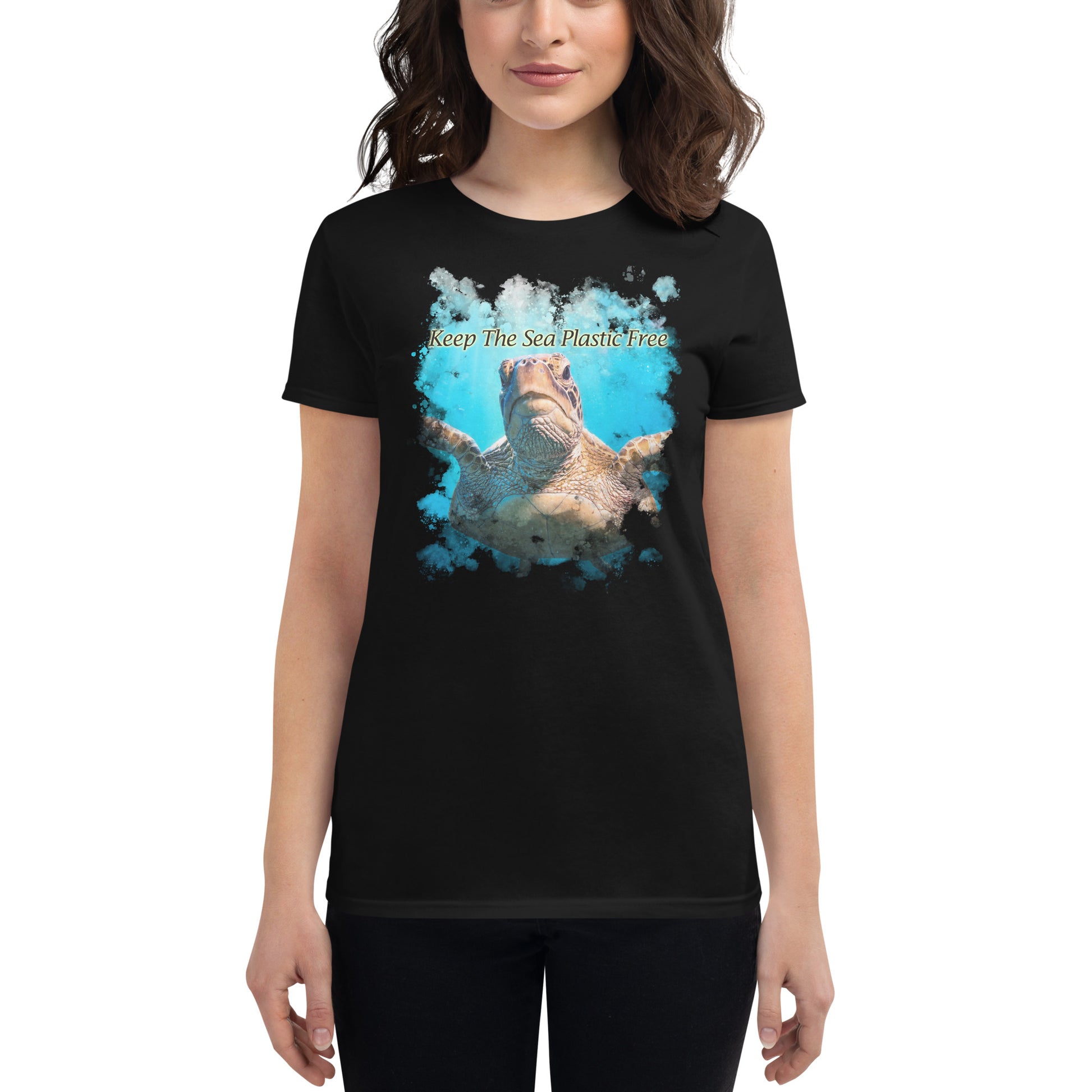 Keep the Sea Plastic-Free Women’s Motivational Black T-Shirt