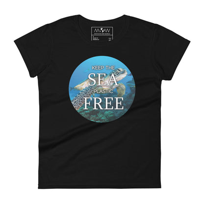 Keep the Sea Plastic-Free Women’s Motivational Black T-Shirt