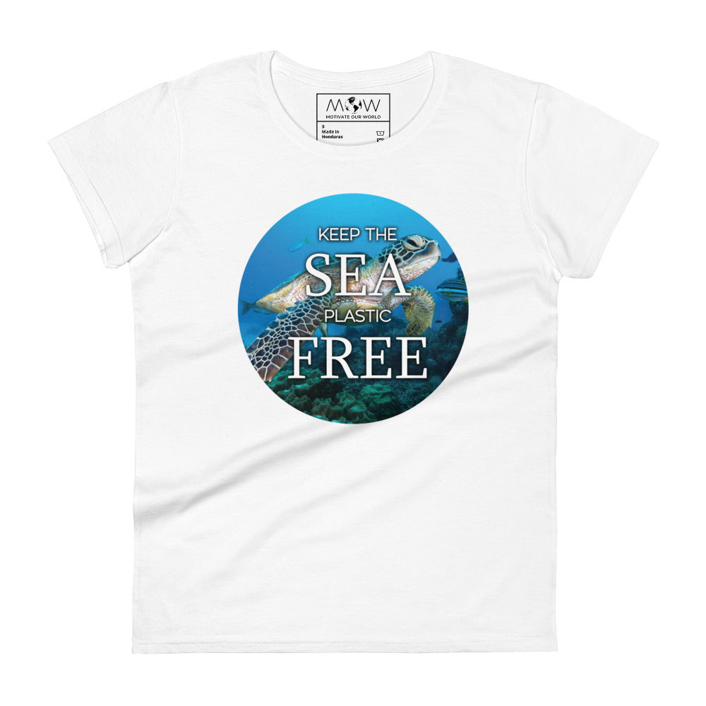 Keep the Sea Plastic-Free Women’s Motivational White T-Shirt