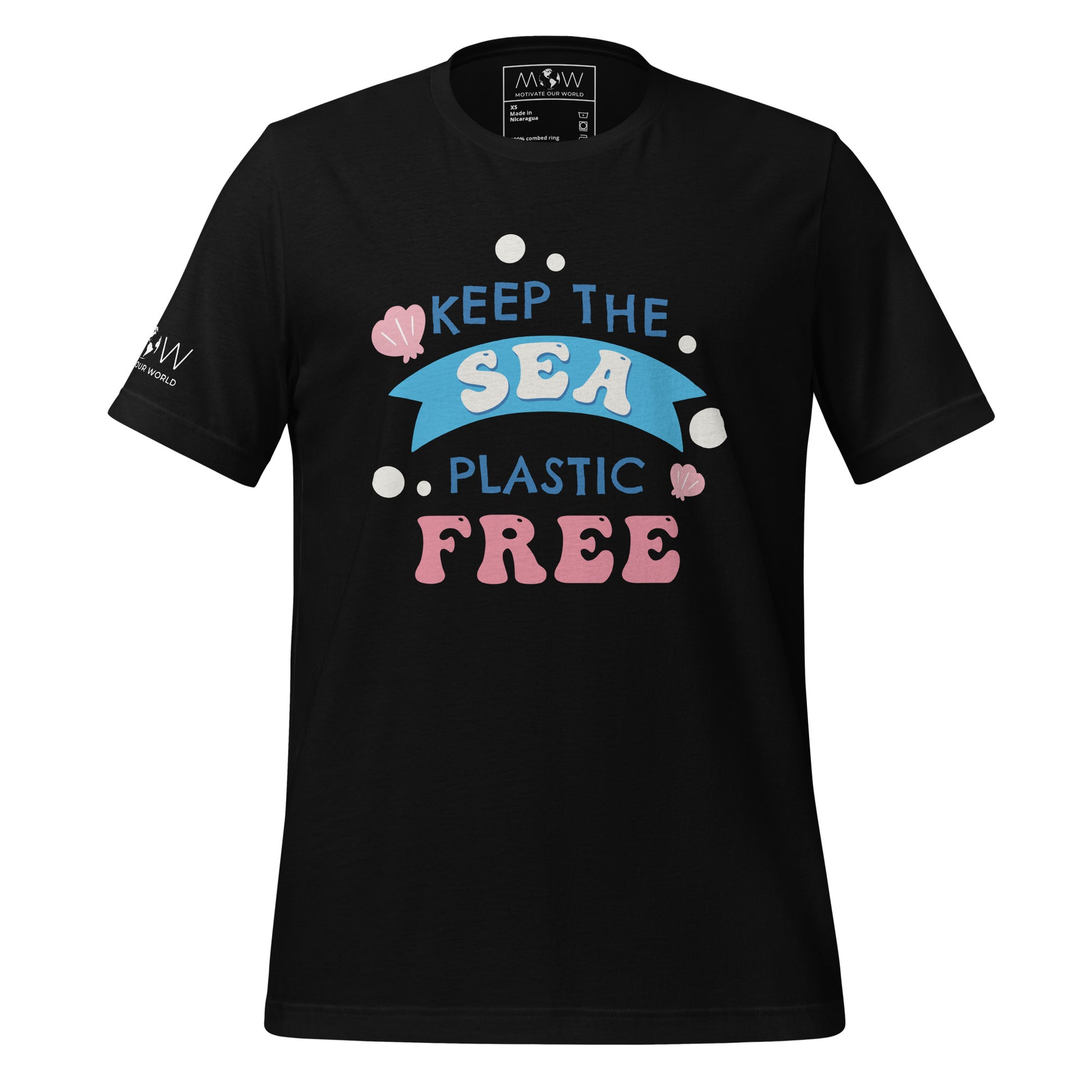 "Keep the Sea Plastic-Free" Men's Motivational Black T-Shirt