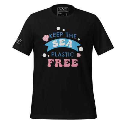 "Keep the Sea Plastic-Free" Men's Motivational Black T-Shirt
