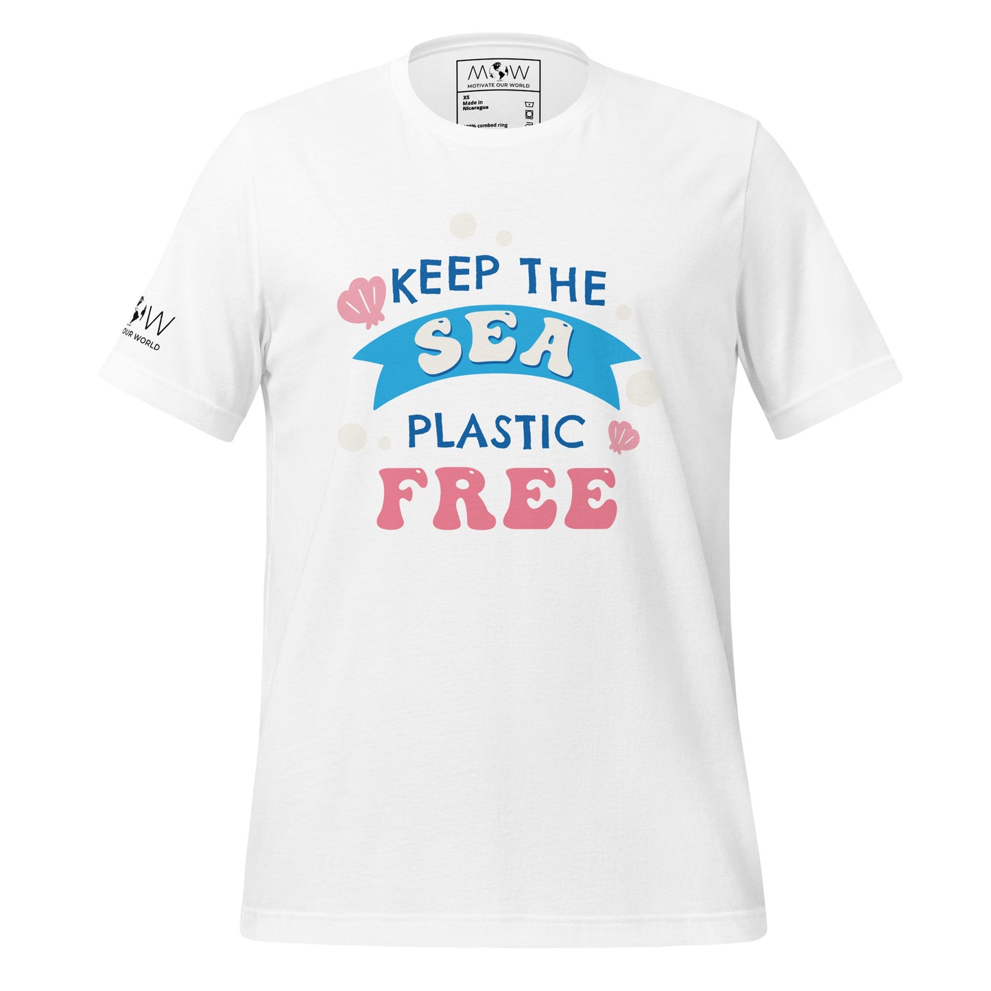 "Keep the Sea Plastic-Free" Men's Motivational White T-Shirt
