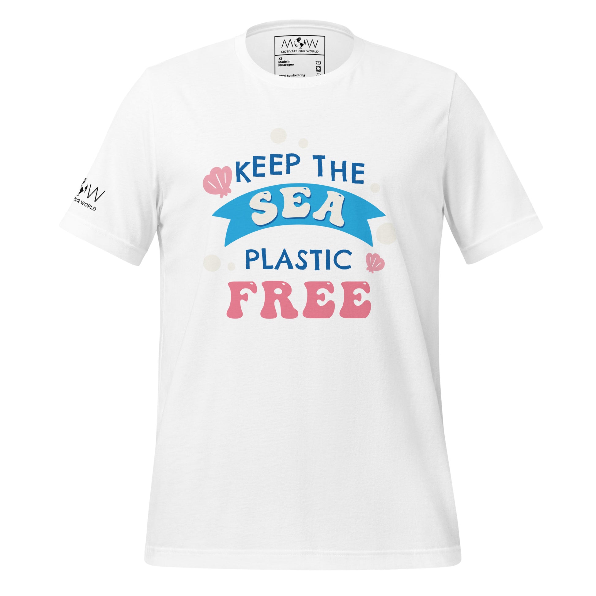 "Keep the Sea Plastic-Free" Men's Motivational White T-Shirt
