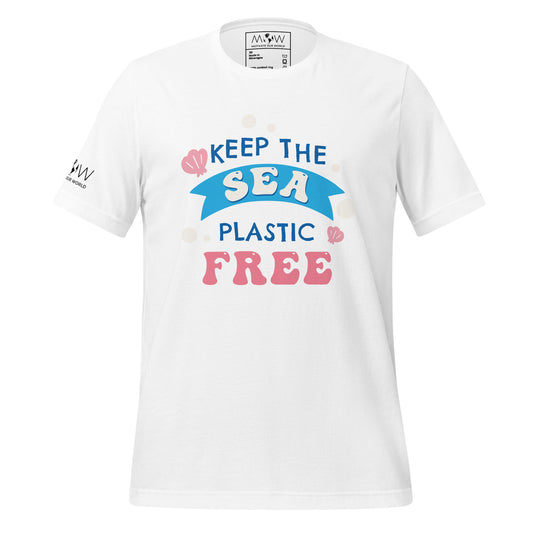 "Keep the Sea Plastic-Free" Men's Motivational White T-Shirt