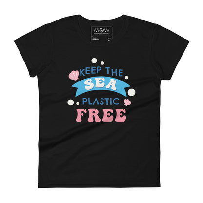 Keep the Sea Plastic-Free Women’s Motivational Black T-Shirt