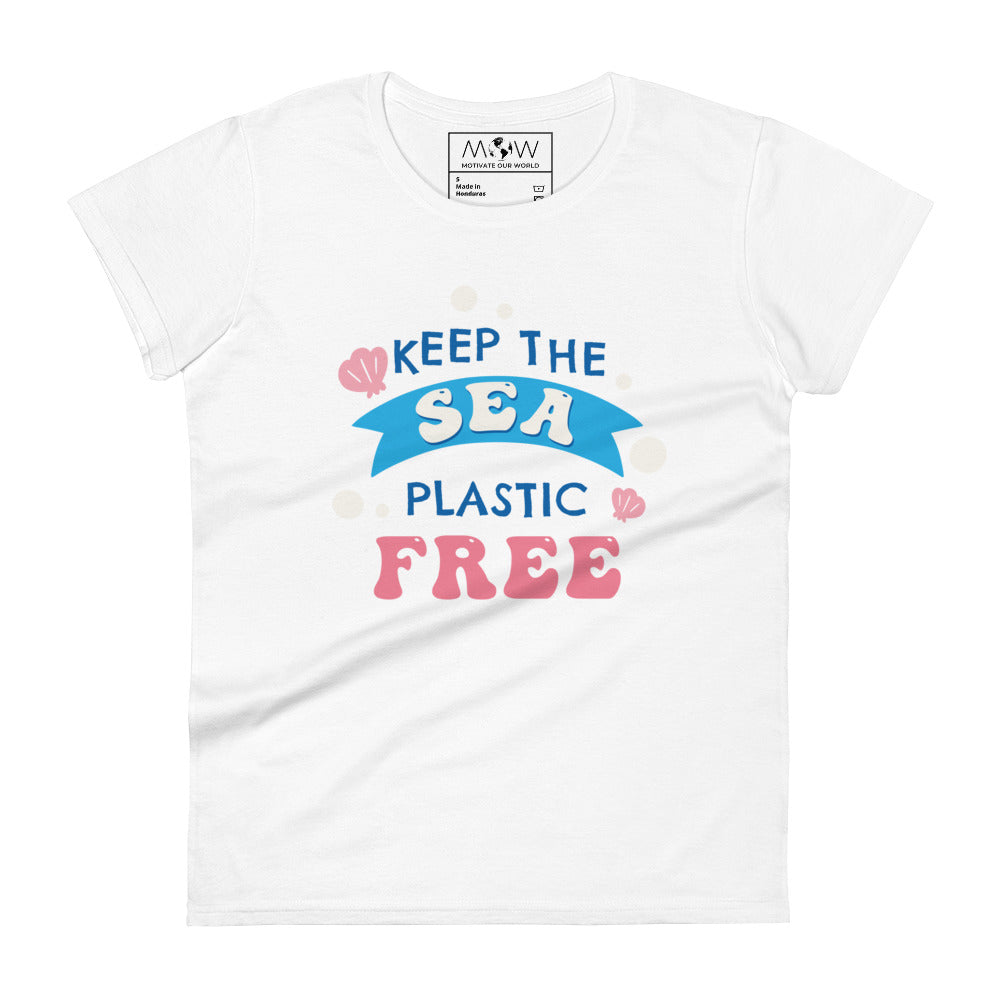 Keep the Sea Plastic-Free Women’s Motivational White T-Shirt