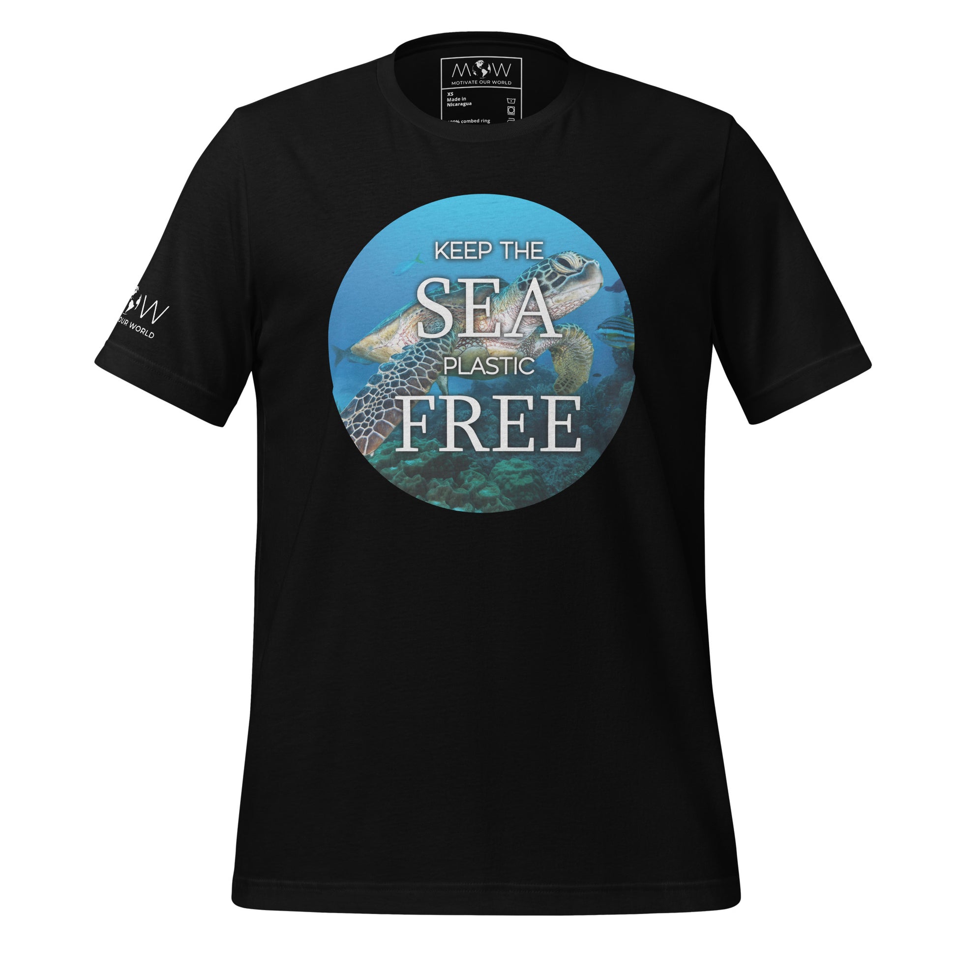 "Keep the Sea Plastic-Free" Men's Motivational Black T-Shirt