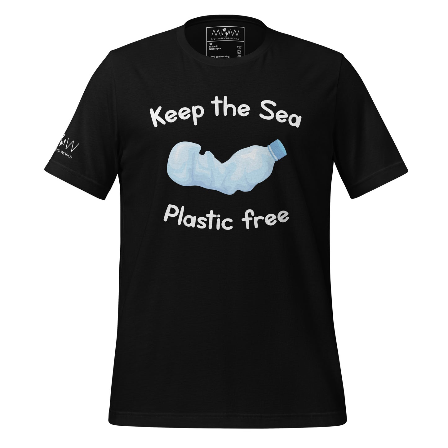 Product mockup"Keep the Sea Plastic-Free" Men's Motivational Black T-Shirt
