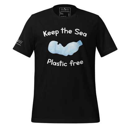 Product mockup"Keep the Sea Plastic-Free" Men's Motivational Black T-Shirt