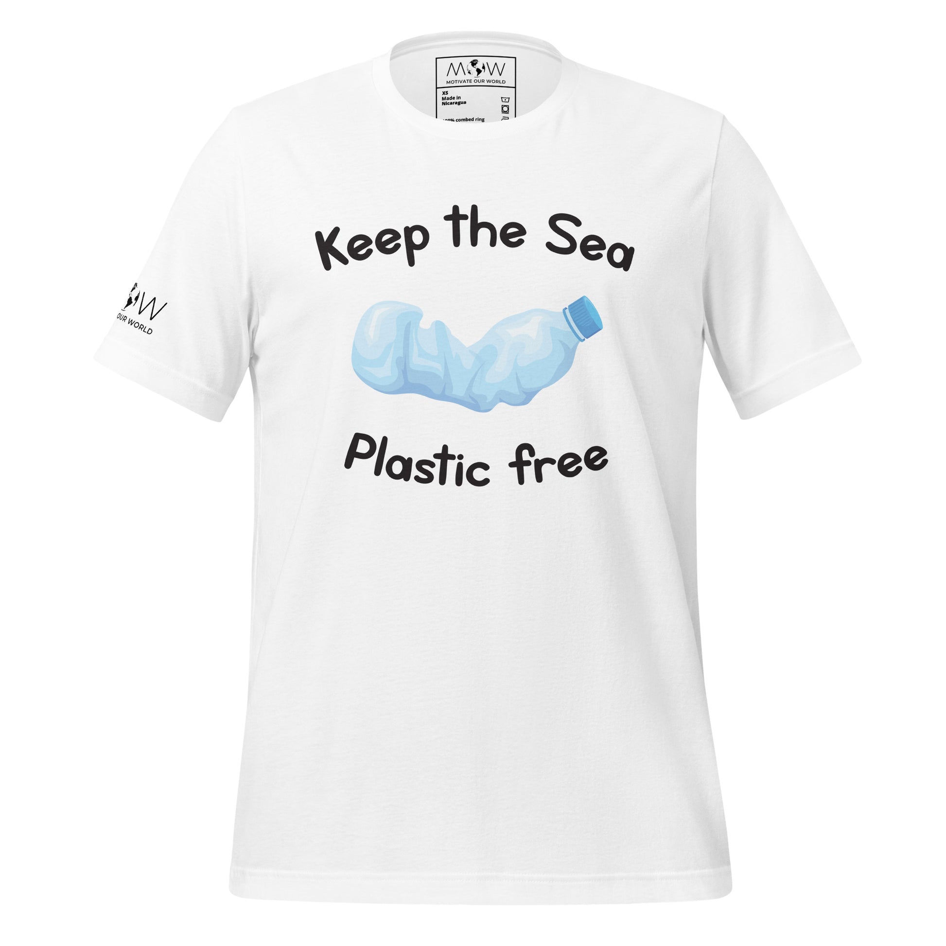 "Keep the Sea Plastic-Free" Men's Motivational White T-Shirt