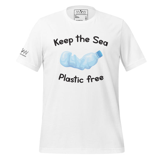 "Keep the Sea Plastic-Free" Men's Motivational White T-Shirt