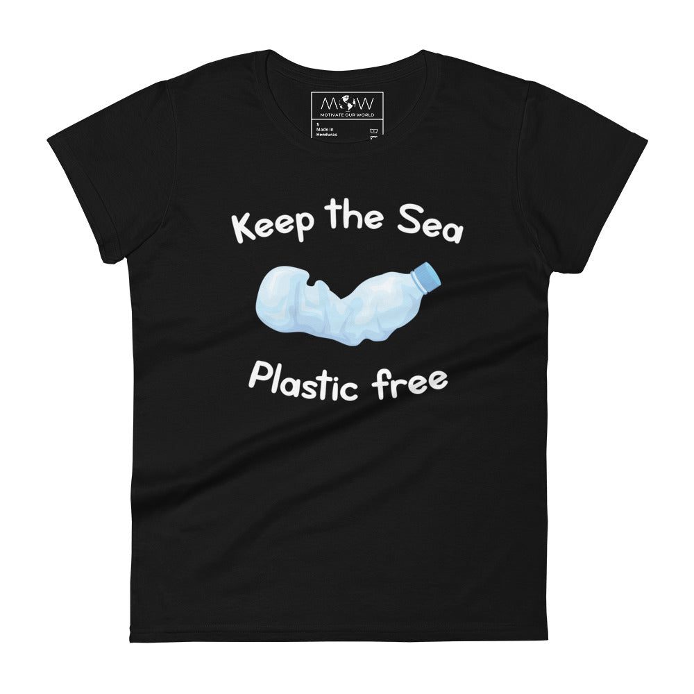 Keep the Sea Plastic-Free Women’s Motivational Black T-Shirt