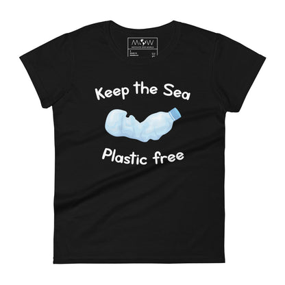 Keep the Sea Plastic-Free Women’s Motivational Black T-Shirt