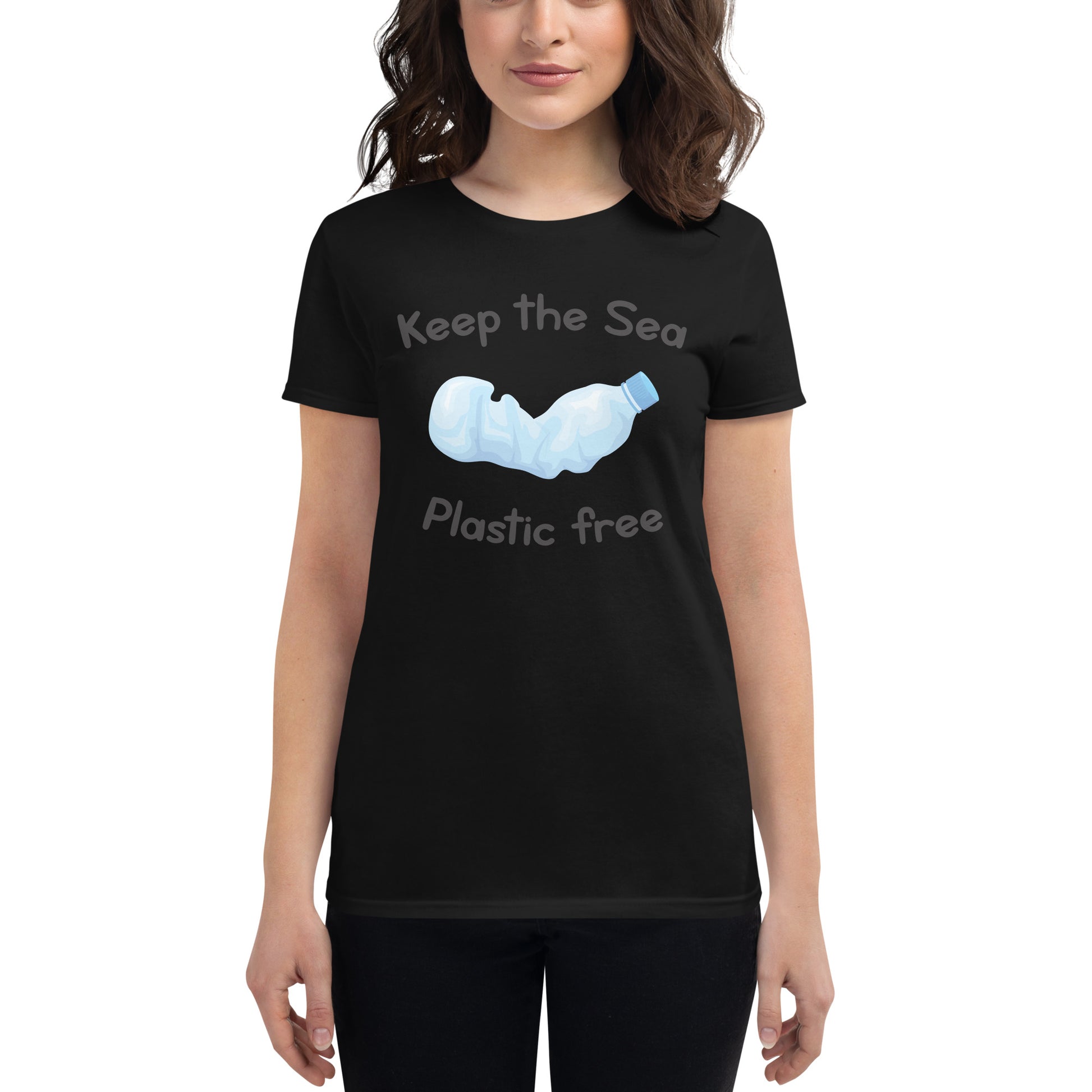 Keep the Sea Plastic-Free Women’s Motivational Black T-Shirt