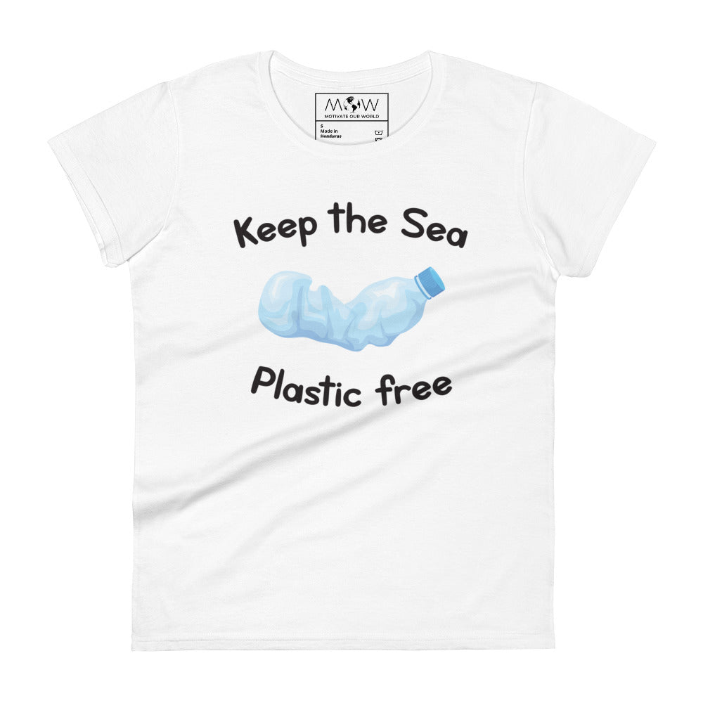 Keep the Sea Plastic-Free Women’s Motivational White T-Shirt