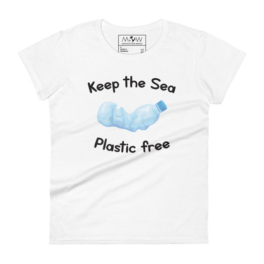 Keep the Sea Plastic-Free Women’s Motivational White T-Shirt