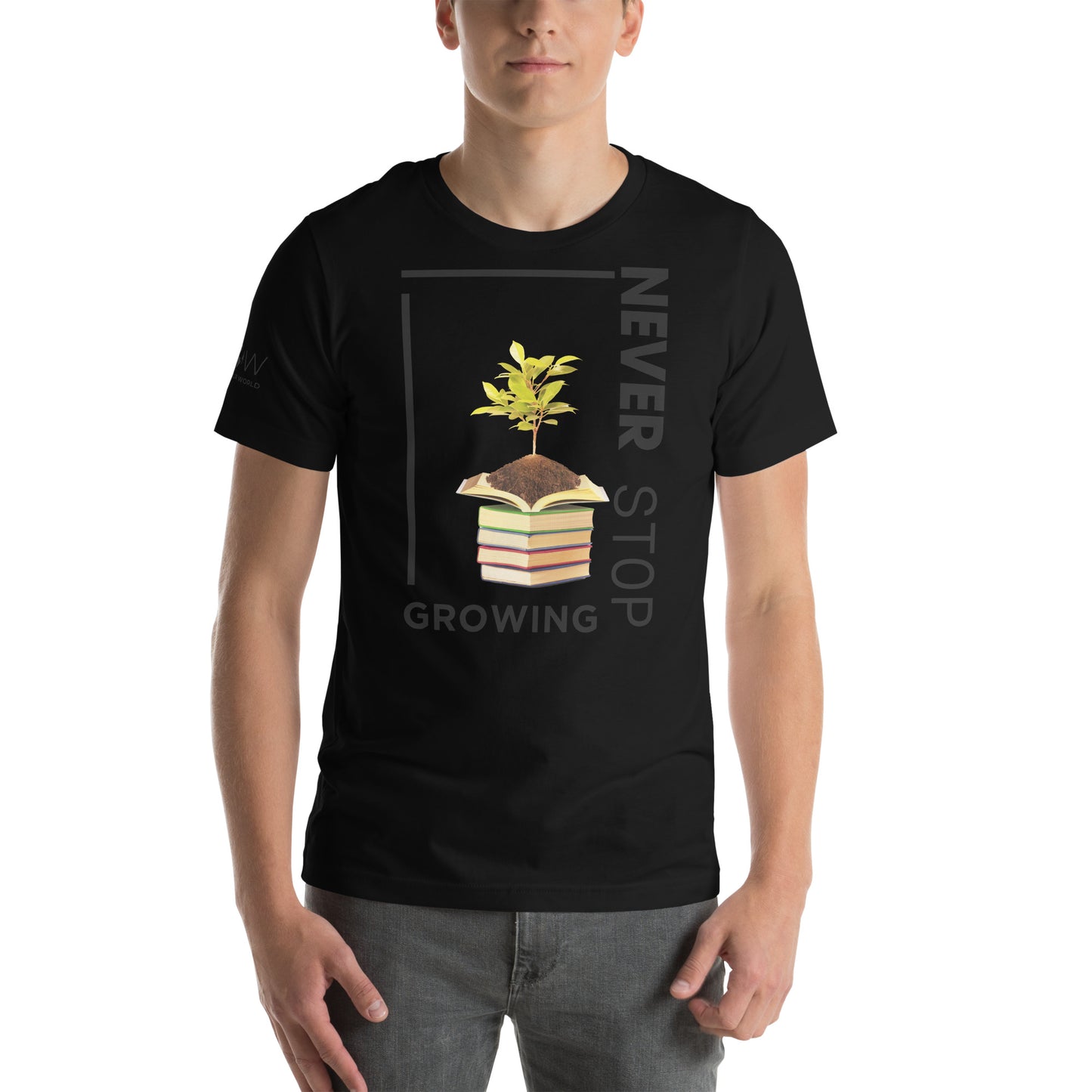 Knowledge Grows Men's Motivational Black T-Shirt
