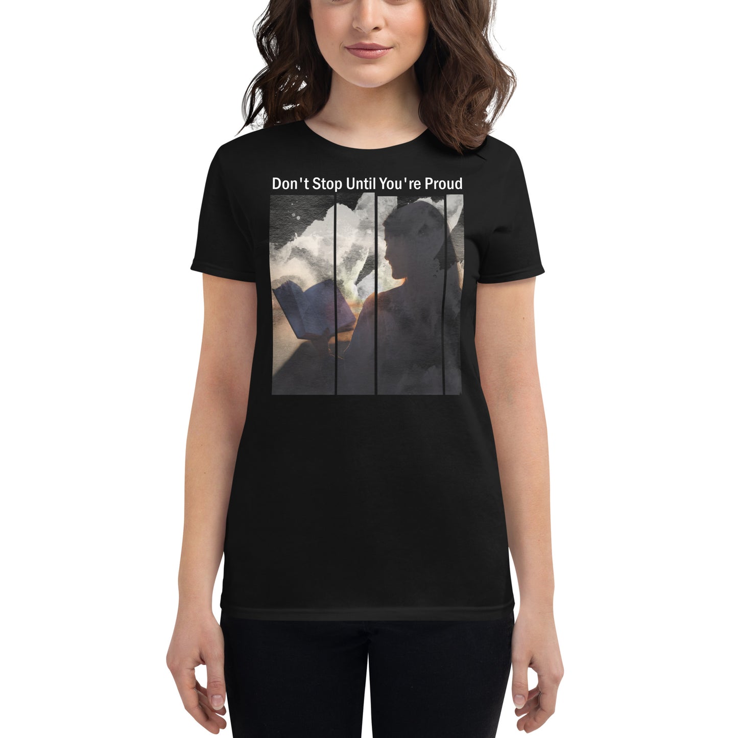 Knowledge is Power, Growth is Infinite Women’s Motivational Black T-Shirt