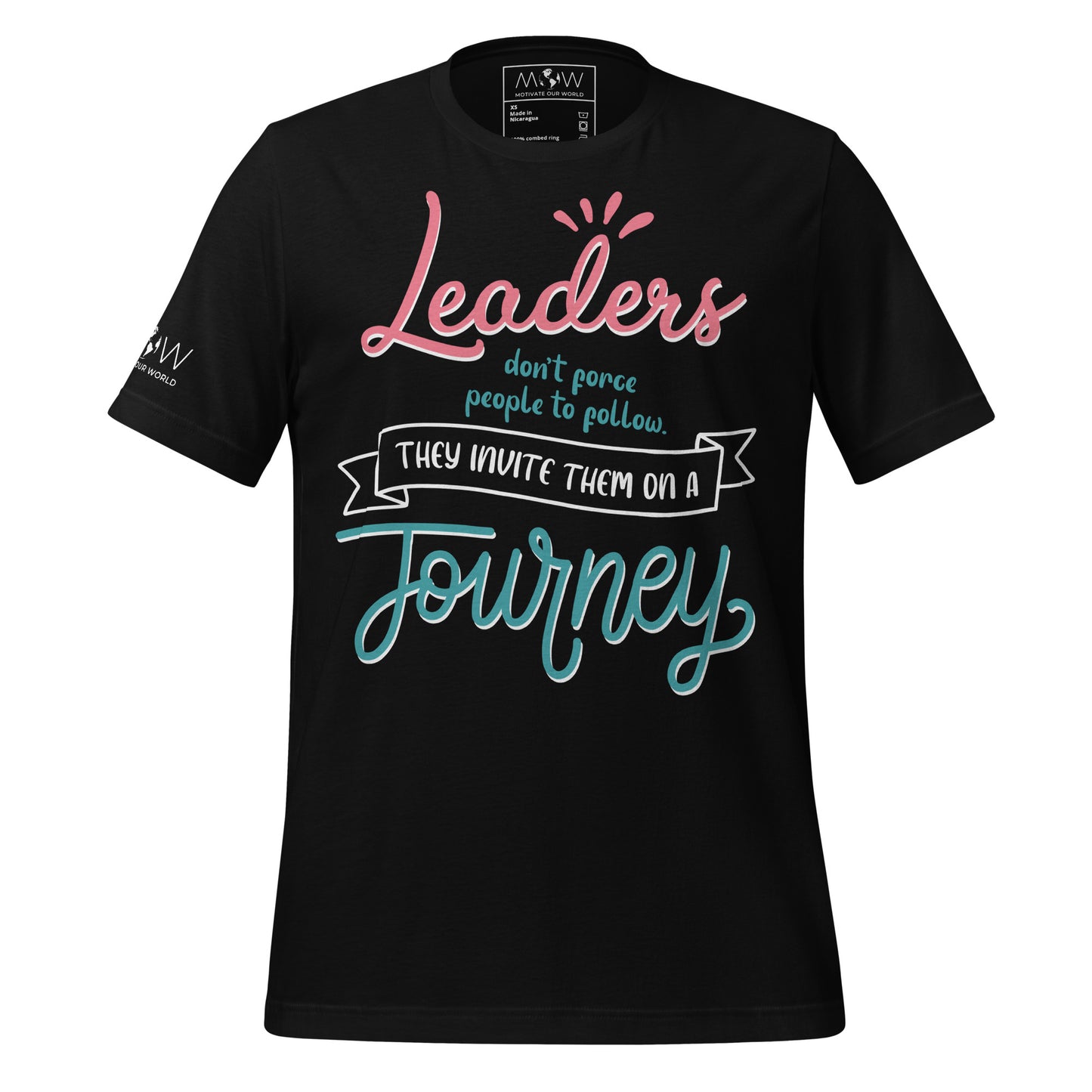 Leaders Invite, Not Force – Journey Edition Black Motivational Men's T-Shirt