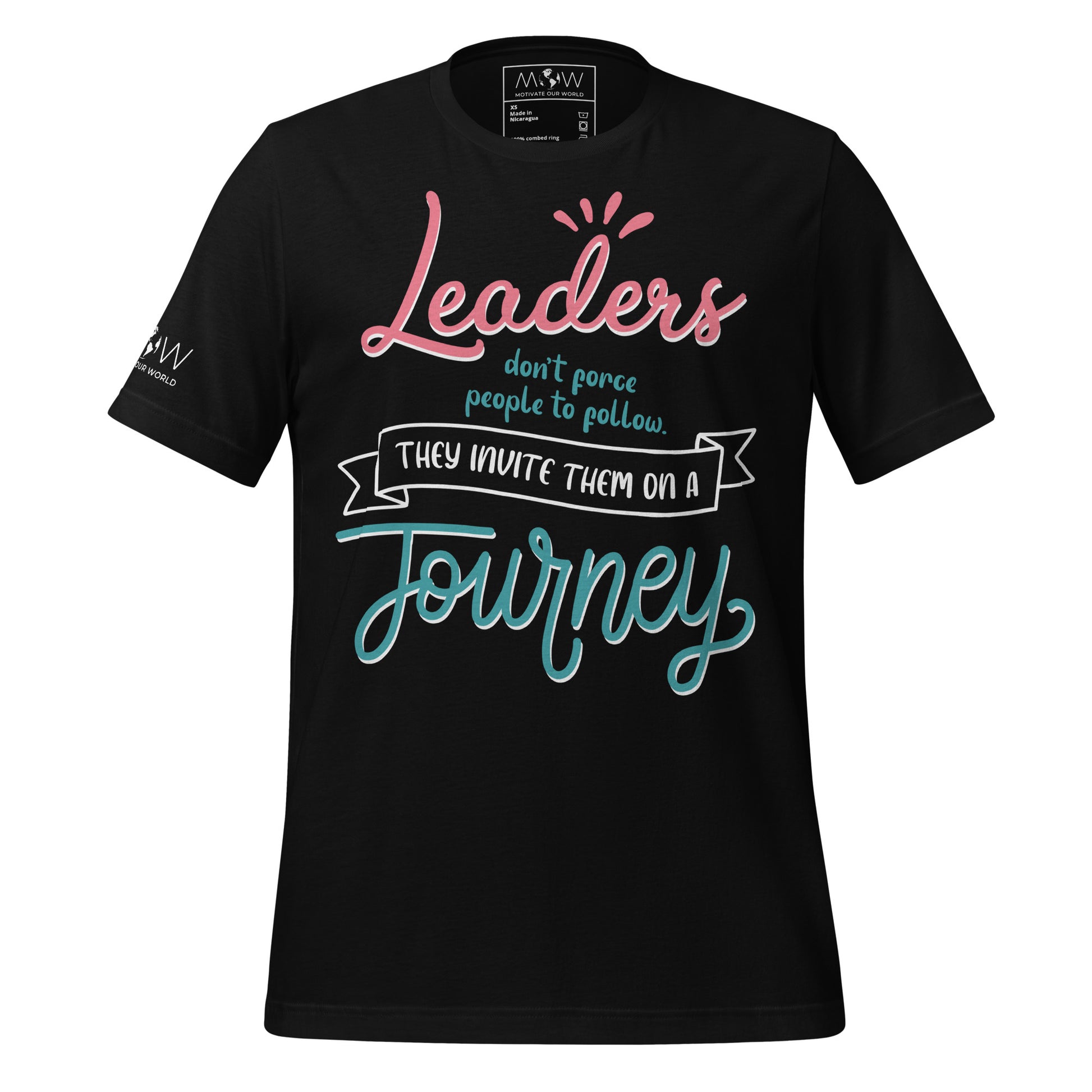 Leaders Invite, Not Force – Journey Edition Black Motivational Men's T-Shirt