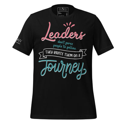 Leaders Invite, Not Force – Journey Edition Black Motivational Men's T-Shirt