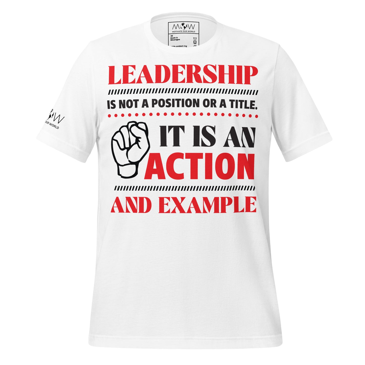 Leadership Is Action – Bold Impact Edition White Motivational Men's T-Shirt