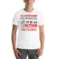 Leadership Is Action – Bold Impact Edition White Motivational Men's T-Shirt