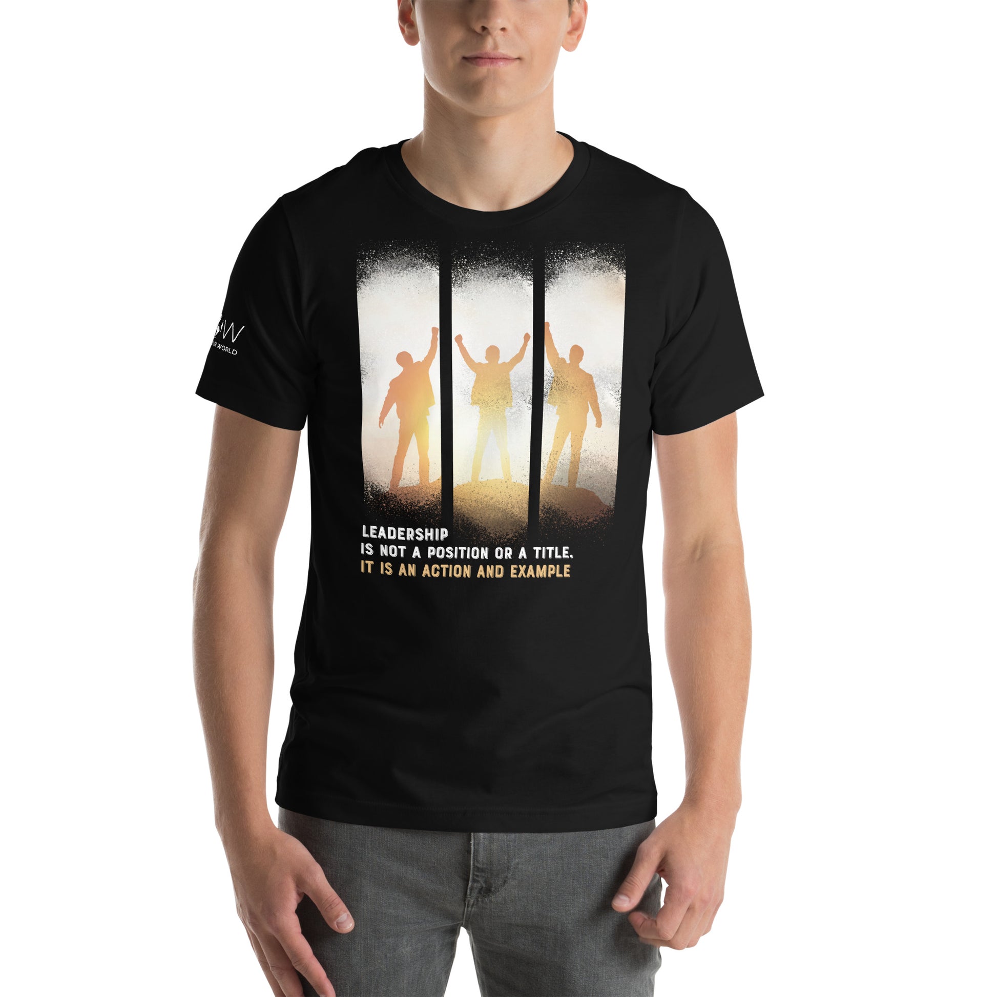 Leadership Is Action – Rise Edition Black Motivational Men's T-Shirt