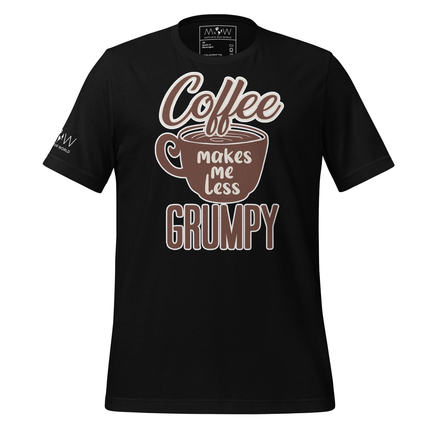 Less Grumpy with Coffee Men's Motivational Black T-Shirt