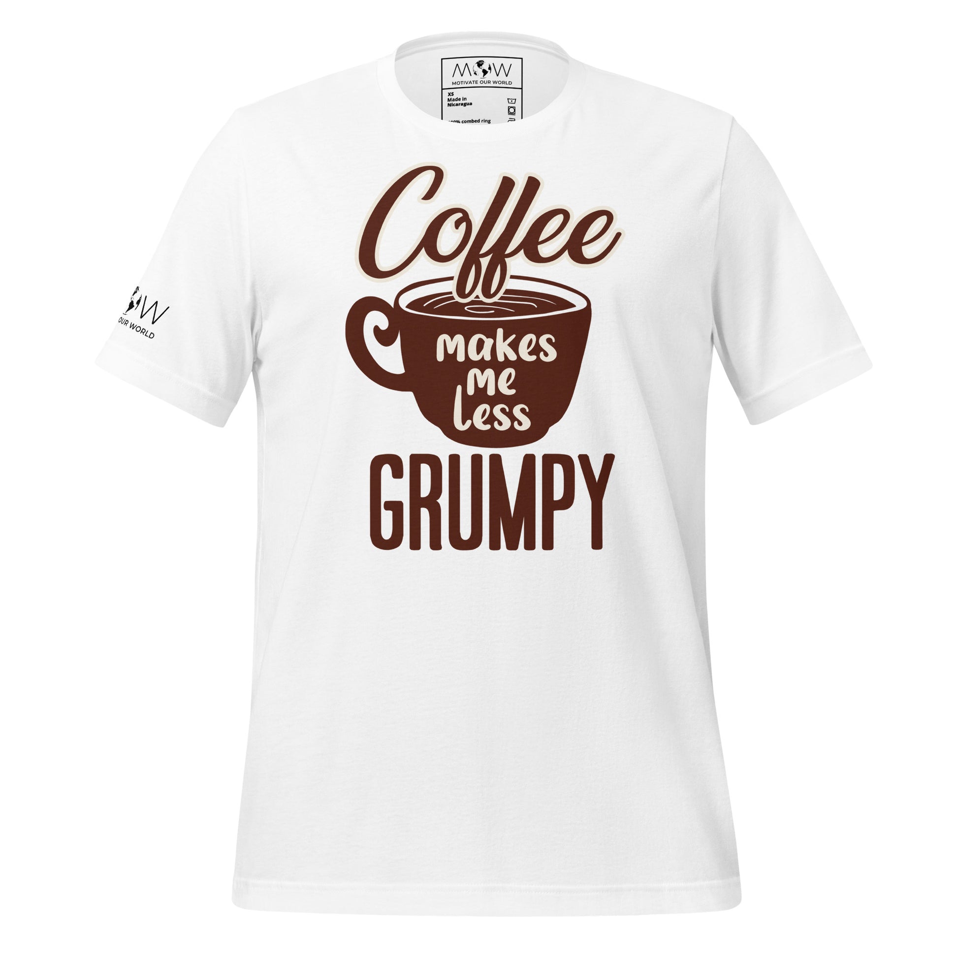 Less Grumpy with Coffee Men's Motivational White T-Shirt
