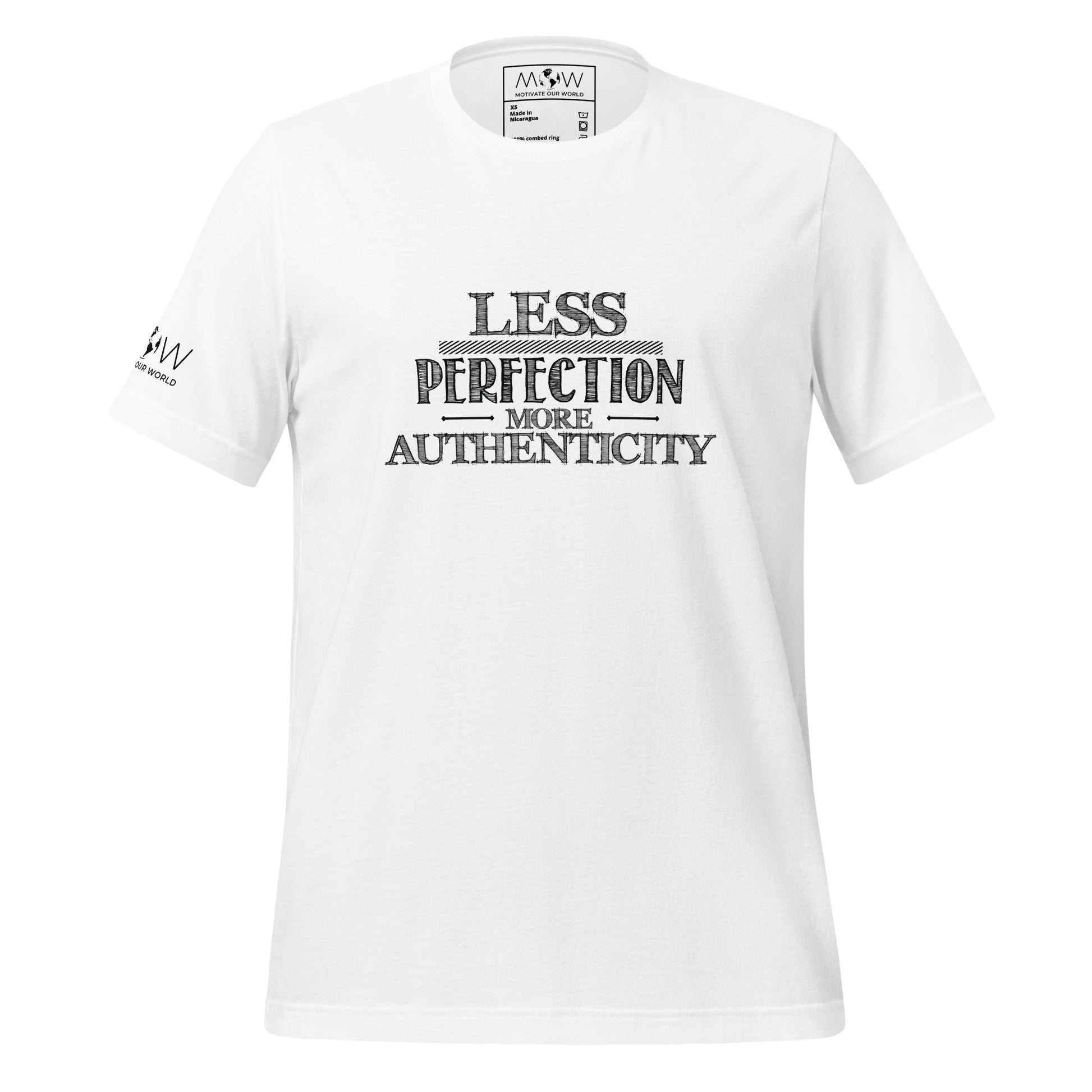 Less Perfection, More Authenticity Men's Motivational White T-Shirt