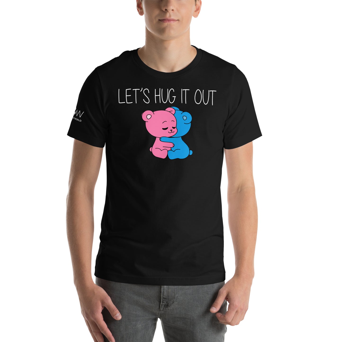 Let's Hug It Out Cute Bears Black Motivational Men's T-Shirt
