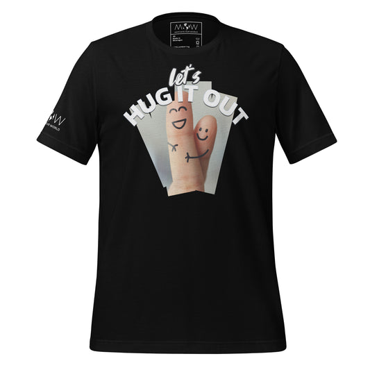 Let’s Hug It Out Happy Doodle Black Motivational Men's T-Shirt