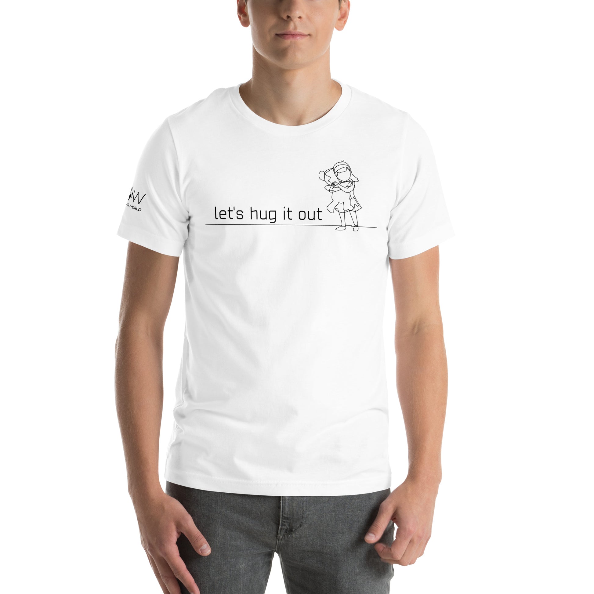 Let’s Hug It Out Line Art White Motivational Men's T-Shirt