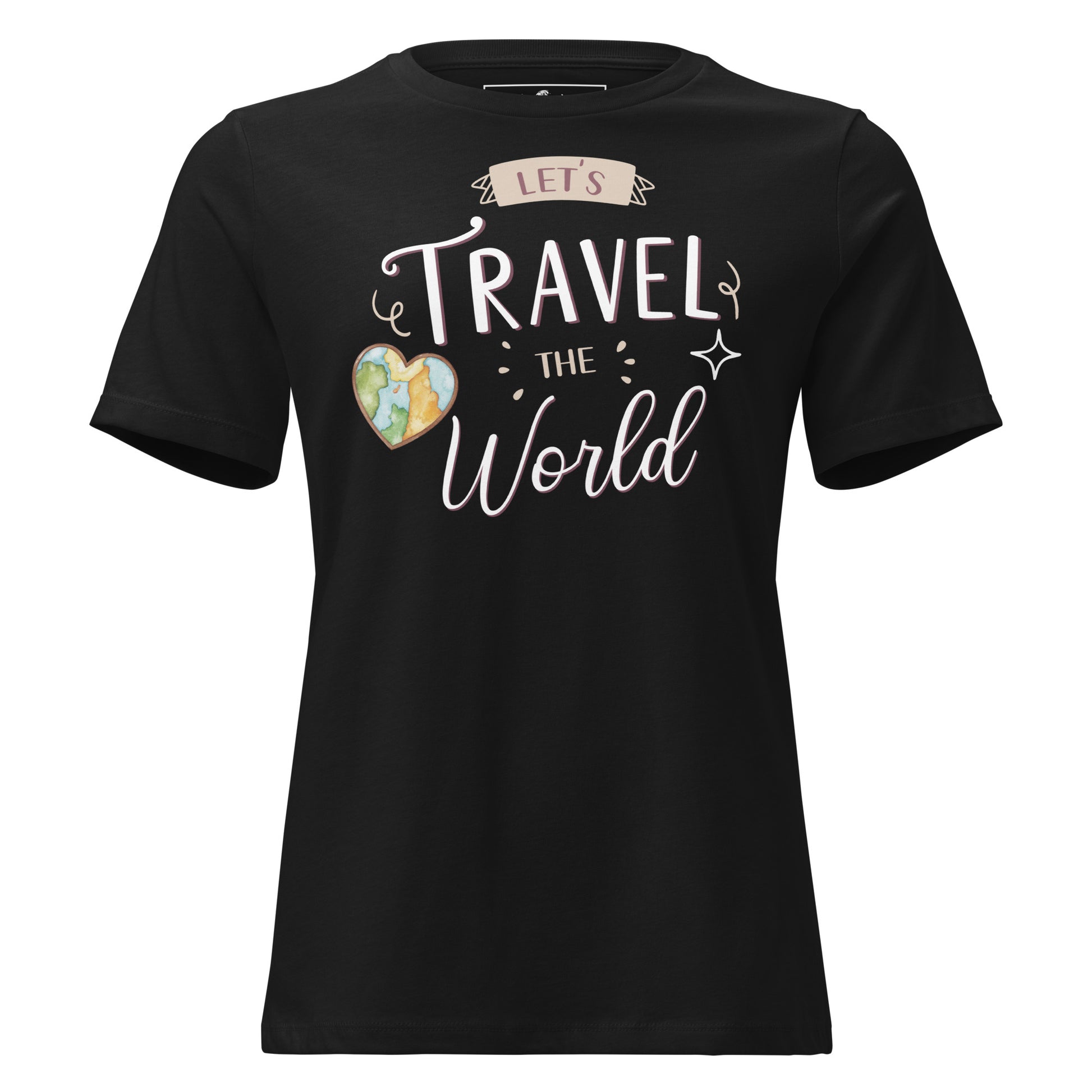 Let’s Travel The World Black Motivational Women’s T-Shirt